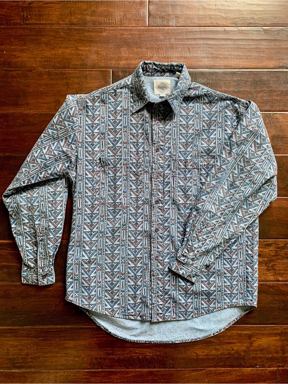 Vintage 90s Image Plus Southwestern Geometric Button Up Shirt M